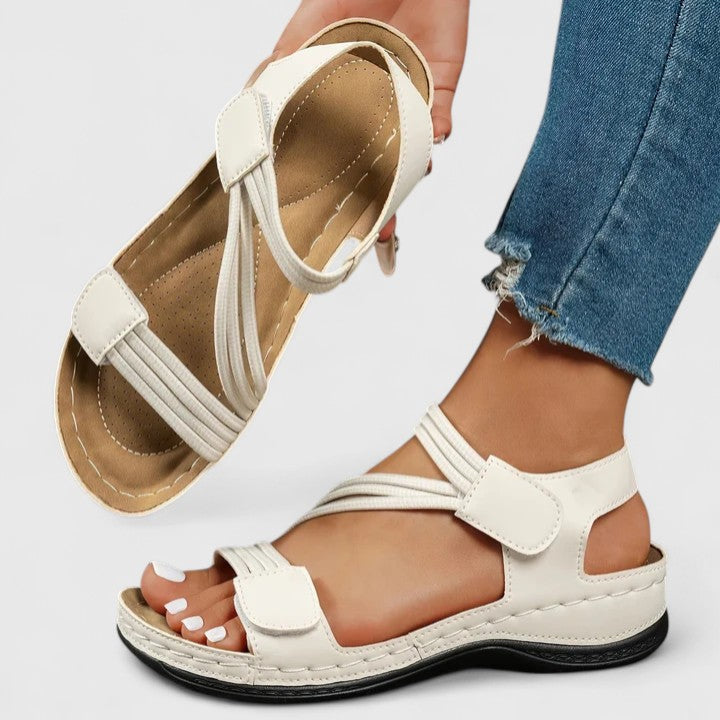 Women's Sheina Three-Strap Velcro Open-Toe Wedge Sandals
