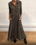 Women's Sloane | Printed Collared Button-Front Midi Dress with Side Pockets