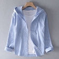Women's Striped Hooded Button-Front Shirt with Long Sleeves
