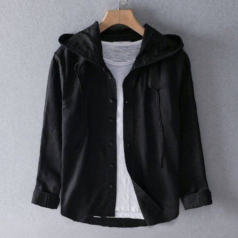 Women's Striped Hooded Button-Front Shirt with Long Sleeves