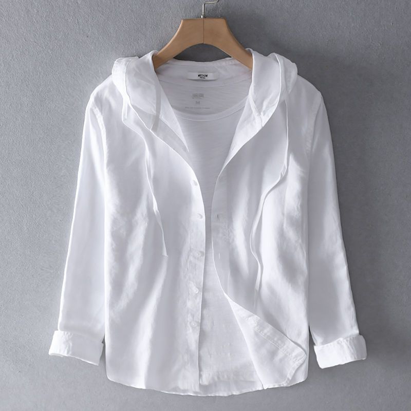 Women's Striped Hooded Button-Front Shirt with Long Sleeves