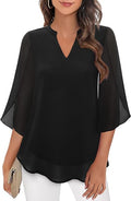Women's V-Neck Petal Sleeve Flowy Blouse