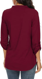 Women's V-Neck Petal Sleeve Flowy Blouse