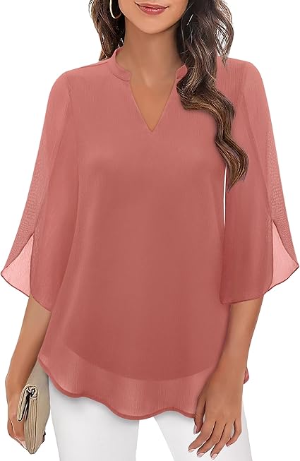 Women's V-Neck Petal Sleeve Flowy Blouse