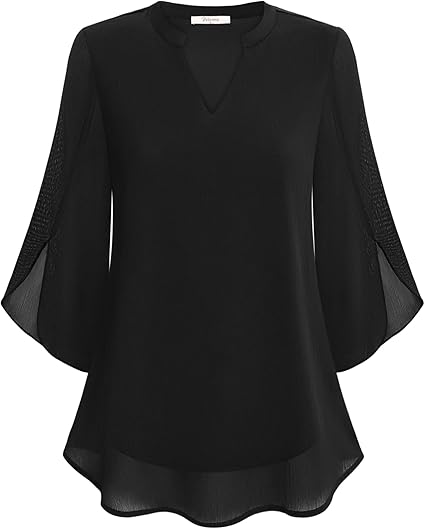 Women's V-Neck Petal Sleeve Flowy Blouse