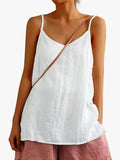 Women's V-Neck Spaghetti Strap Cami Top with Curved Hem