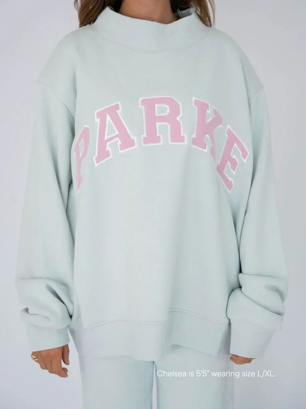 Women's Varsity Mockneck Sweatshirt with Arched Letter Graphic