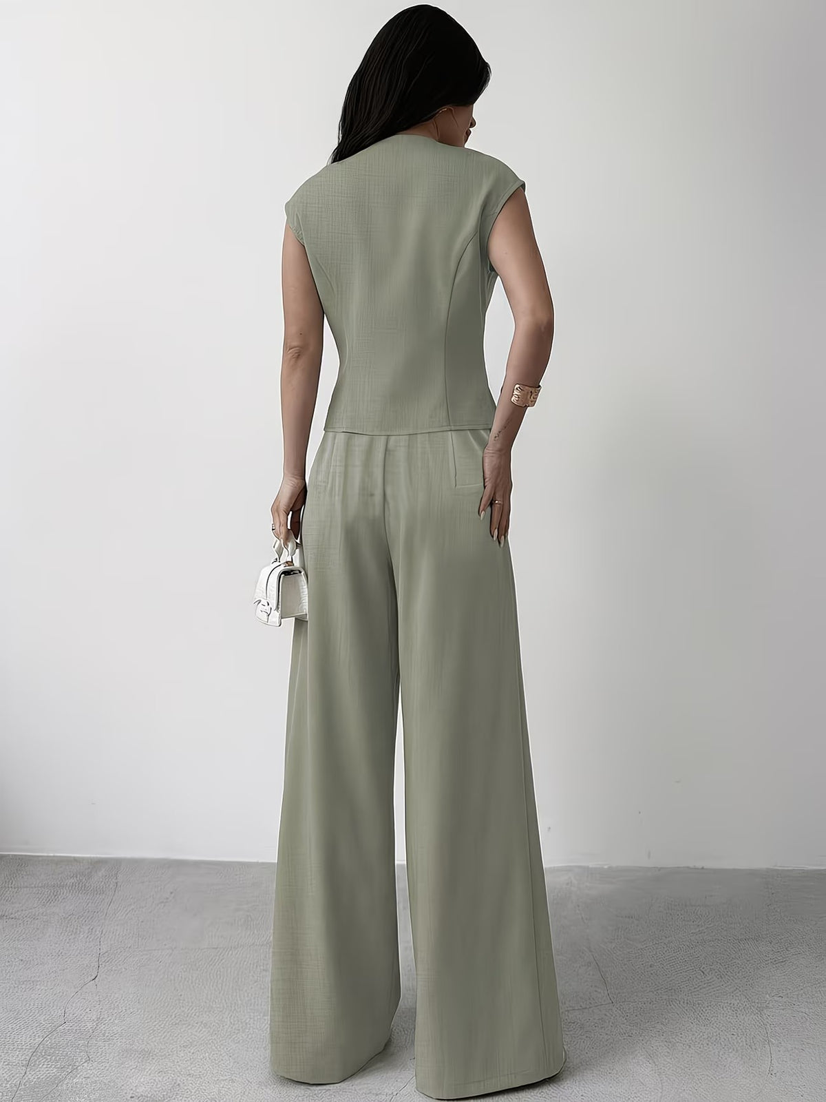 Women's Asymmetrical Wrap Vest Set
