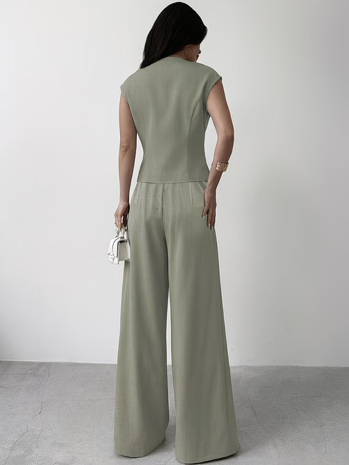 Women's Asymmetrical Wrap Vest Set