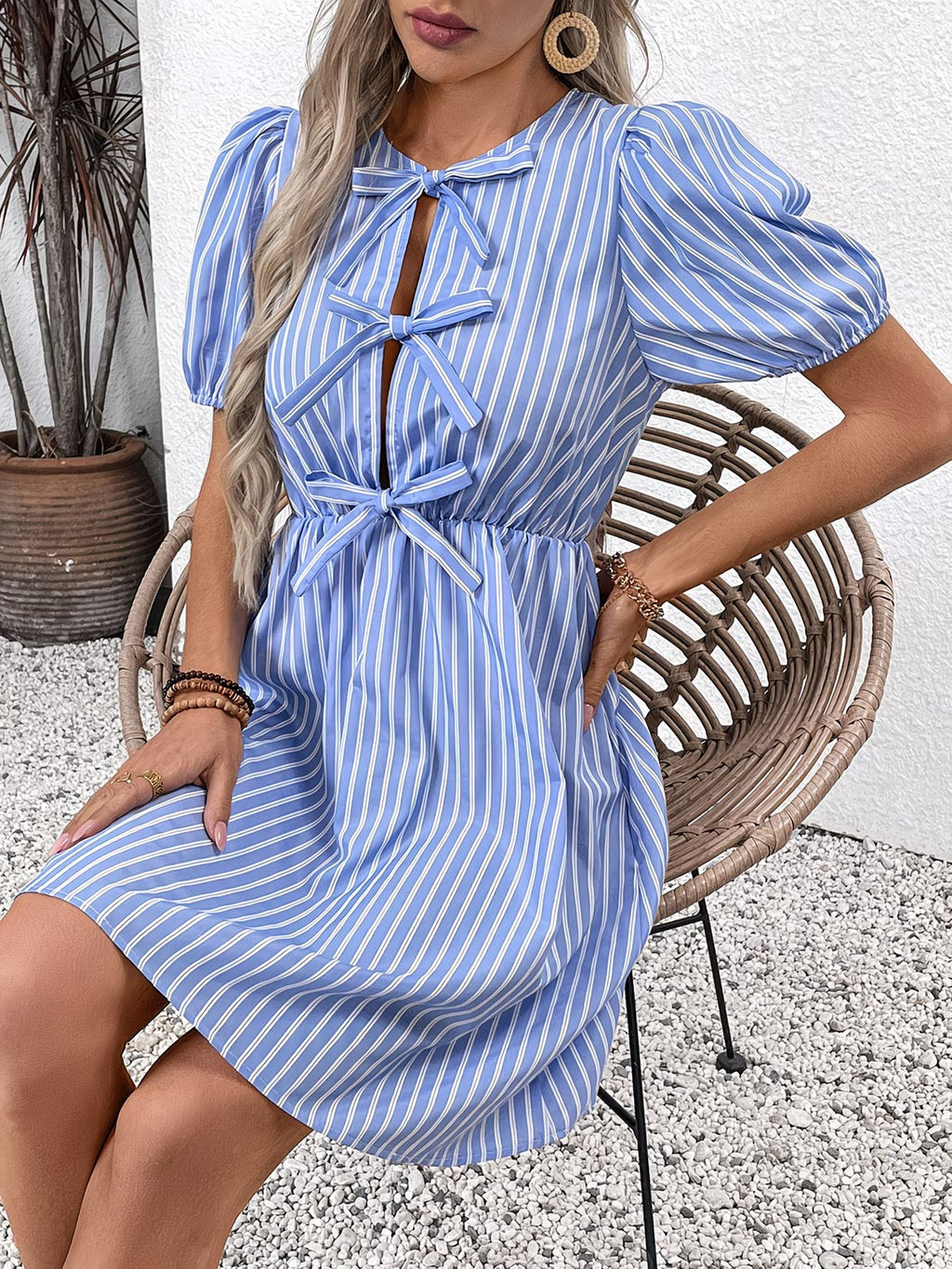 Women's Mini Dress with Pinstripe Pattern