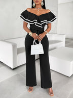Women's Off-Shoulder Wide-Leg Jumpsuit with Belt