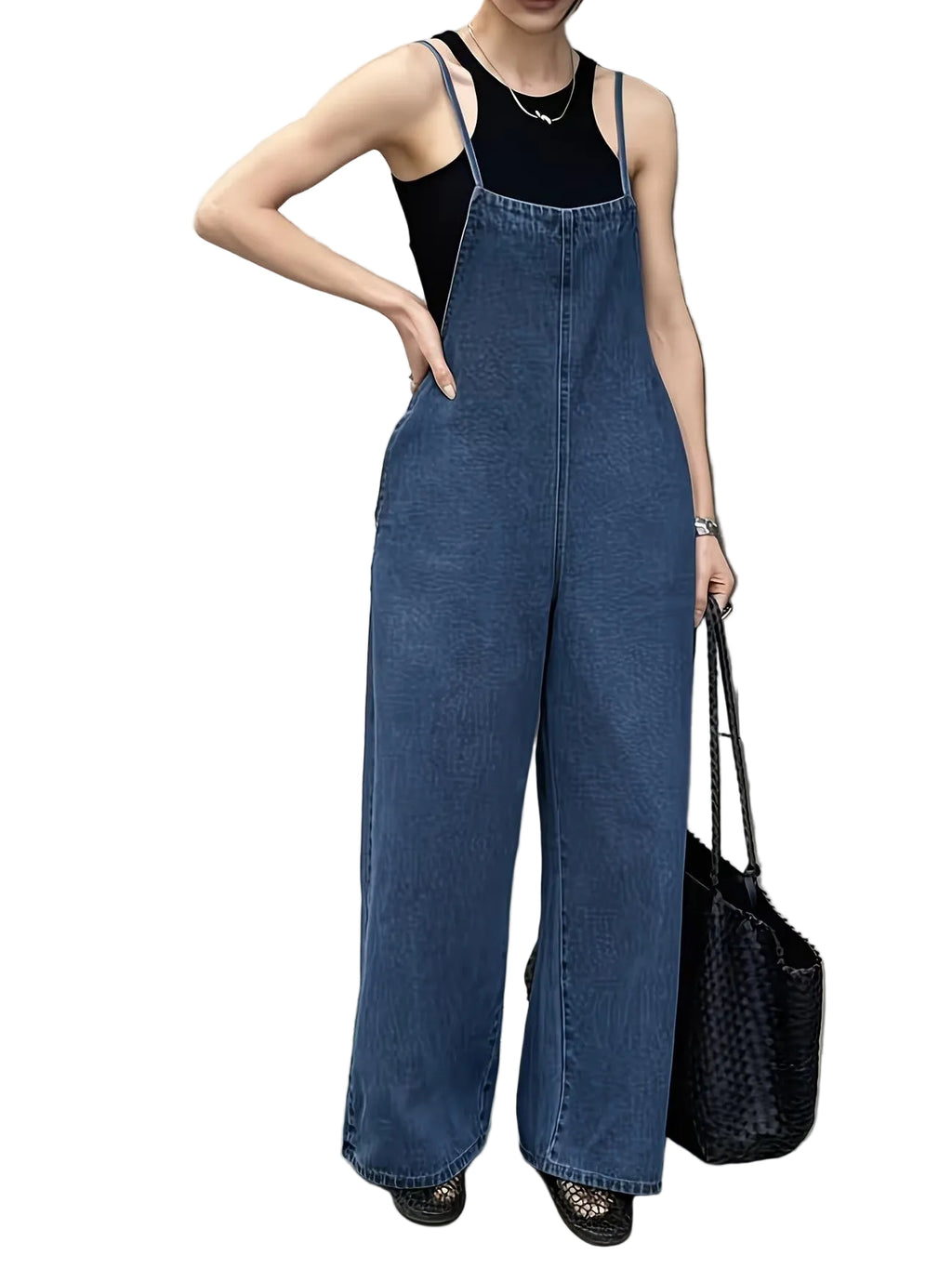Women's Wide-Leg Jumpsuit with Thin Straps